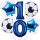 Balónkový set Fotbal, modrý, 10.narozeniny, 6 ks