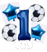 Balónkový set Fotbal, modrý, 1.narozeniny, 5 ks