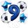 Balónkový set Fotbal, modrý, 9.narozeniny, 5 ks