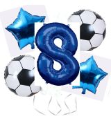 Balónkový set Fotbal, modrý, 8.narozeniny, 5 ks