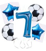 Balónkový set Fotbal, modrý, 7.narozeniny, 5 ks