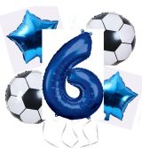 Balónkový set Fotbal, modrý, 6.narozeniny, 5 ks