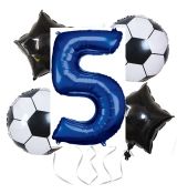 Balónkový set Fotbal, modrý, 5.narozeniny, 5 ks