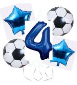 Balónkový set Fotbal, modrý, 4.narozeniny, 5 ks