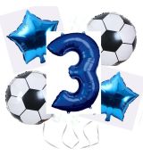 Balónkový set Fotbal, modrý, 3.narozeniny, 5 ks