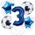 Balónkový set Fotbal, modrý, 3.narozeniny, 5 ks