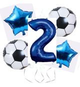 Balónkový set Fotbal, modrý, 2.narozeniny, 5 ks
