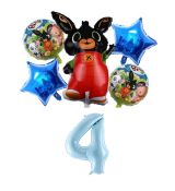 Balónkový set Bing, 4.narozeniny, 6 ks, modrý