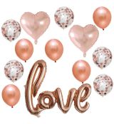 Balónkový set LOVE rose gold, 13 ks