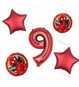 Balónkový set Spiderman červený, 9.narozeniny, 5 ks