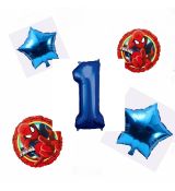 Balónkový set Spiderman modrý, 1.narozeniny, 5 ks