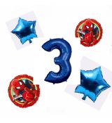Balónkový set Spiderman modrý, 3.narozeniny, 5 ks