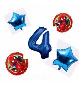 Balónkový set Spiderman modrý, 4.narozeniny, 5 ks
