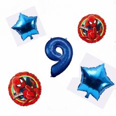 Balónkový set Spiderman modrý, 9.narozeniny, 5 ks