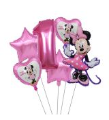 Balónkový set Minnie 1.narozeniny, 6 ks