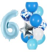 Balónkový set 6.narozeniny, modrý, 11 ks
