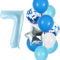 Balónkový set 7.narozeniny, modrý, 11 ks