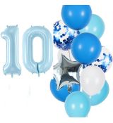 Balónkový set 10.narozeniny, modrý, 12 ks