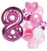 Balónkový set 8.narozeniny, růžový, 11 ks