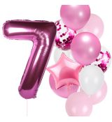 Balónkový set 7.narozeniny, růžový, 11 ks