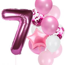 Balónkový set 7.narozeniny, růžový, 11 ks