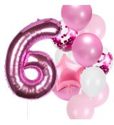 Balónkový set 6.narozeniny, růžový, 11 ks