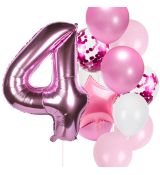 Balónkový set 4.narozeniny, růžový, 11 ks