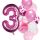 Balónkový set 3.narozeniny, růžový, 11 ks