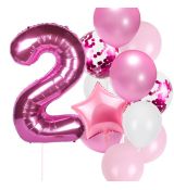 Balónkový set 2.narozeniny, růžový, 11 ks