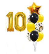 Balónkový set zlato-černý číslo 10, 11 ks