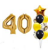 Balónkový set zlato-černý číslo 40, 11 ks
