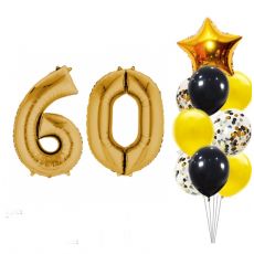 Balónkový set zlato-černý číslo 60, 11 ks