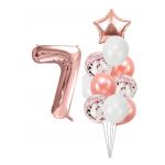Balónkový set 7.narozeniny, rose-gold, 11 ks