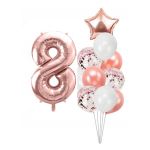 Balónkový set 8.narozeniny, rose-gold, 11 ks