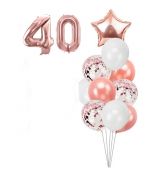 Balónkový set 40.narozeniny, rose-gold, 12 ks