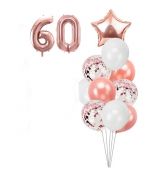 Balónkový set 60.narozeniny, rose-gold, 12 ks