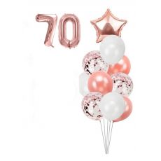 Balónkový set 70.narozeniny, rose-gold, 12 ks