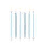 Úzká svíčka světle modrá, 12 ks, 14 cm