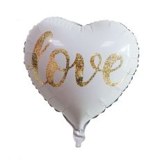 Fóliový balónek Srdce LOVE, bílý, 45 cm