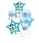 Balónkový set Mickey 1.narozeniny, světle modrý,  9 ks