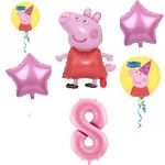 Balónkový set Prasátko Peppa, 8.narozeniny, 6 ks