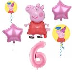 Balónkový set Prasátko Peppa, 6.narozeniny, 6 ks
