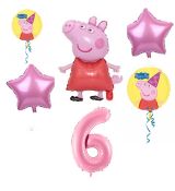 Balónkový set Prasátko Peppa, 6.narozeniny, 6 ks