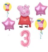 Balónkový set Prasátko Peppa, 3.narozeniny, 6 ks