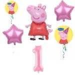 Balónkový set Prasátko Peppa, 1.narozeniny, 6 ks