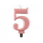 Svíčka na dort č. 5, metalická rose-gold