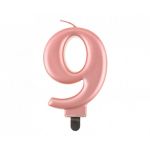 Svíčka na dort č. 9, metalická rose-gold