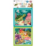 Puzzle 2 obrázky 15 x 15 cm, 16 a 20 dílků, zvířátka