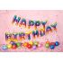 Fóliový balónek nápis Happy Birthday duhový, 340 x 35 cm