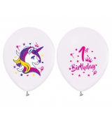 Balonky Jednorožec 1.narozeniny, 30 cm, 5 ks